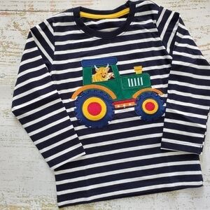 Highland Cow and Tractor Applique Long-Sleeve Top